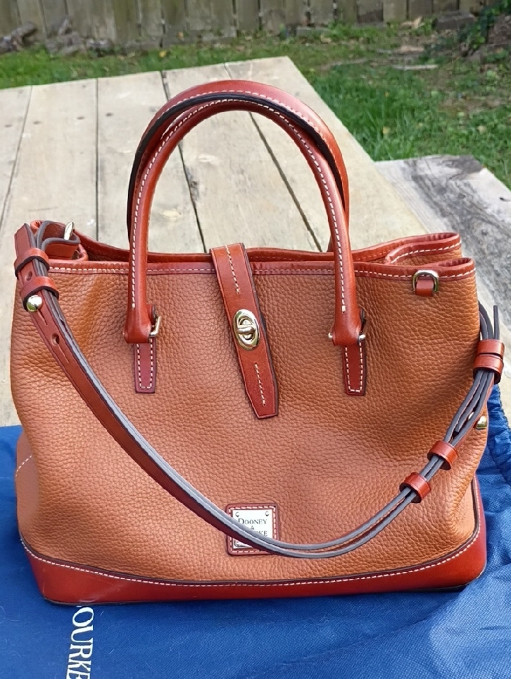 Dooney & Bourke Cognac Brown Pebbled Leather Satchel